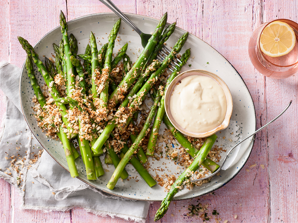 Asparagus Caesar with Parmesan Crumbs | Savory