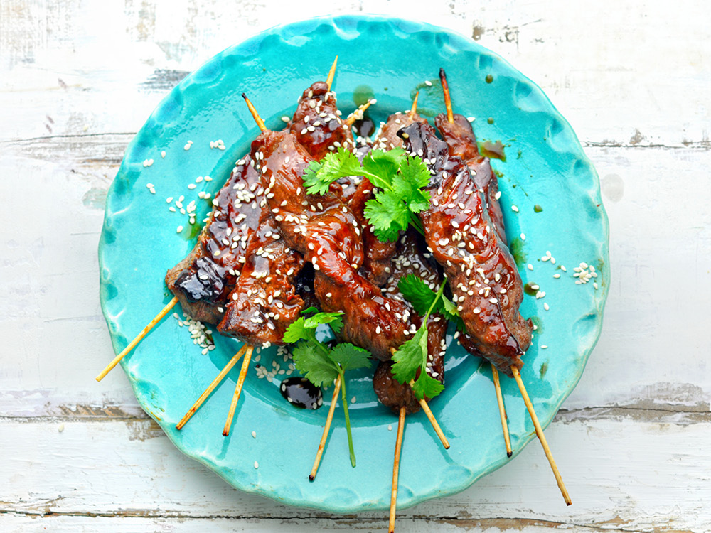Sesame Teriyaki Beef Skewers | Savory