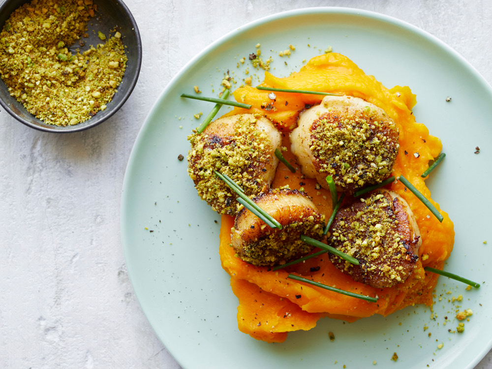 PistachioCrusted Scallops Savory