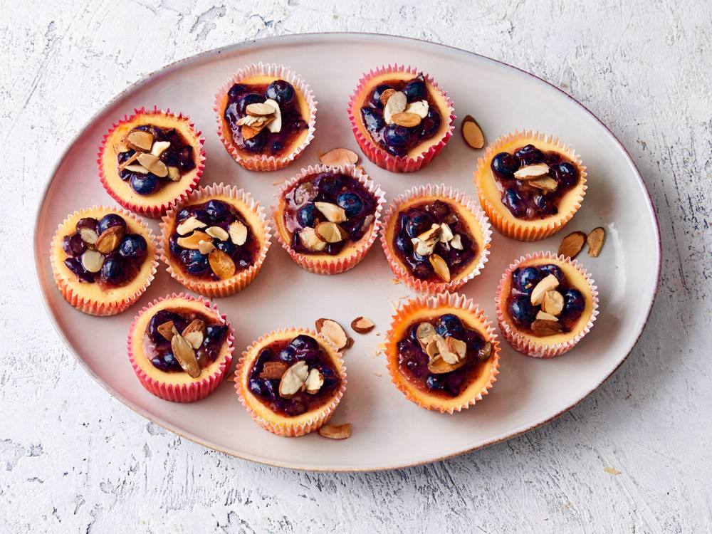 Individual Almond-Blueberry Cheesecakes | Savory