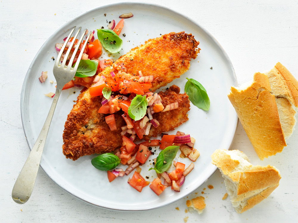 Tilapia Milanese with Bruschetta | Savory
