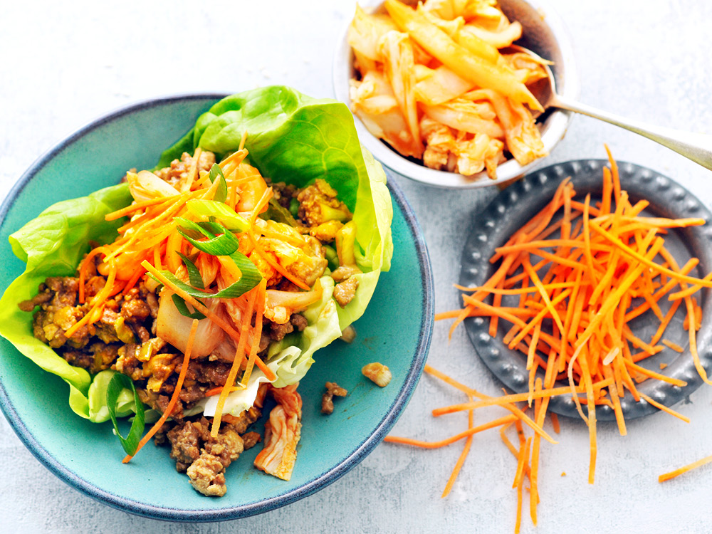 Korean-Inspired Chicken and Tofu Wraps | Savory