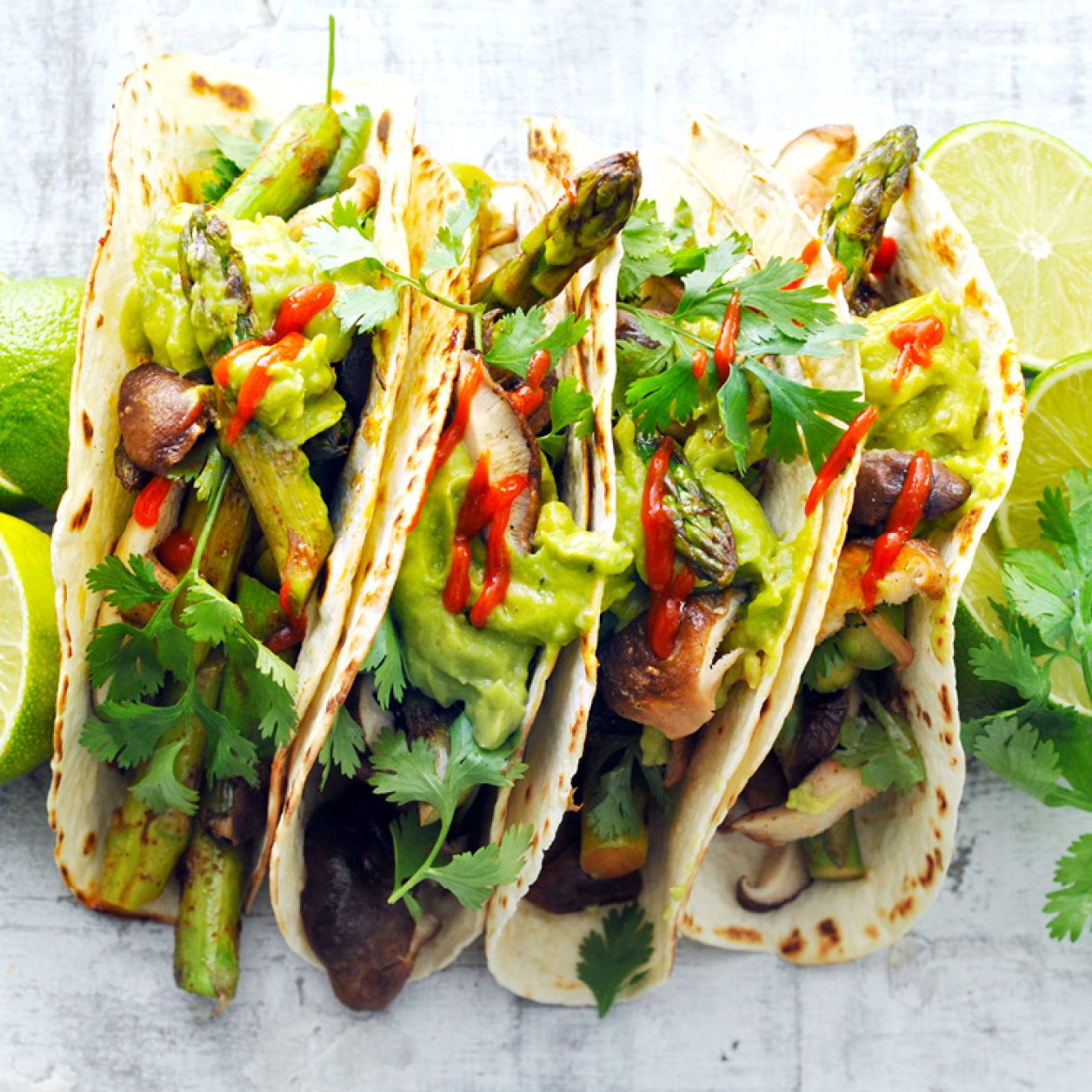 Grilled Shiitake and Asparagus Tacos Savory