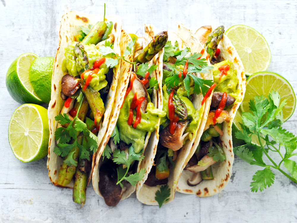 Grilled Shiitake and Asparagus Tacos | Savory