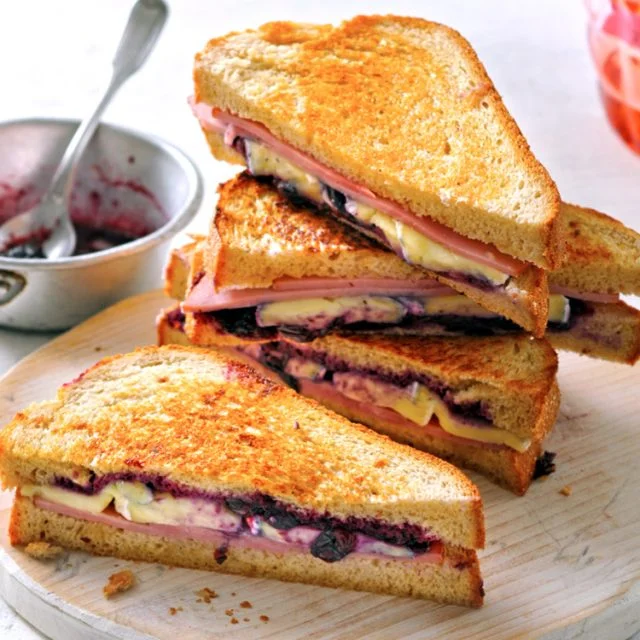 Blueberry, Ham, and Brie Grilled Cheese
