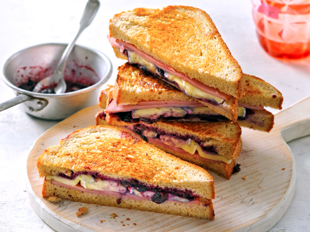 Blueberry, Ham, and Brie Grilled Cheese Savory