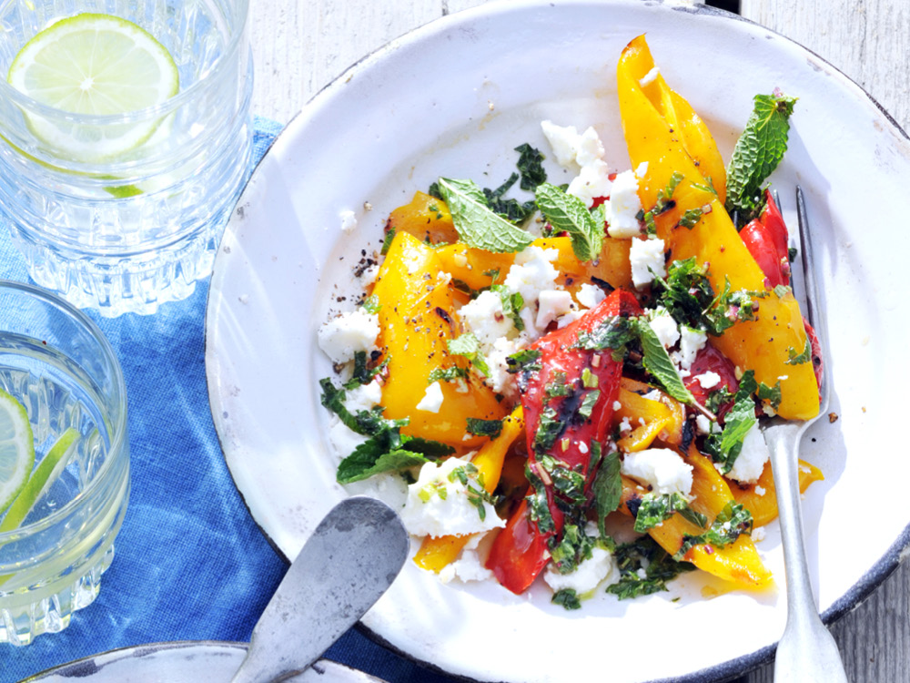 Grilled Peppers with Feta and Mint | Savory