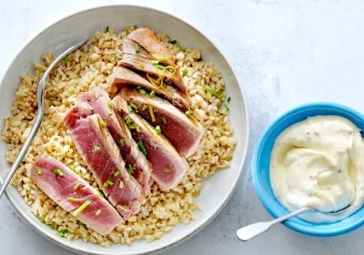 Grilled Tuna Steaks with Lemon Rice