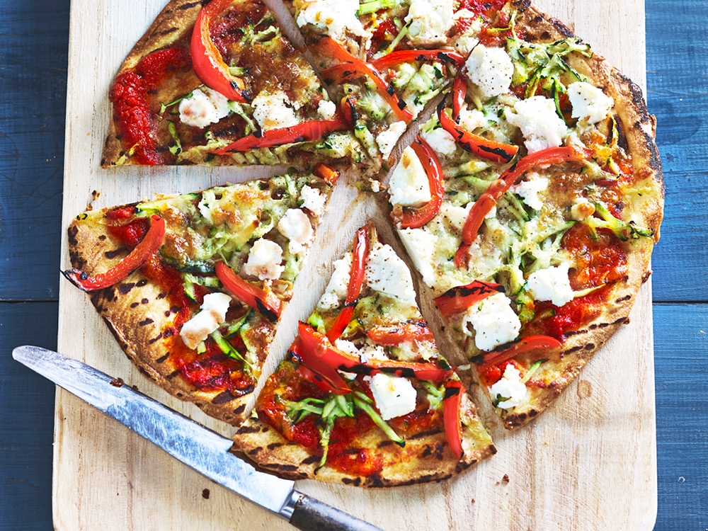 Grilled Pizzas with Zucchini and Peppers Savory