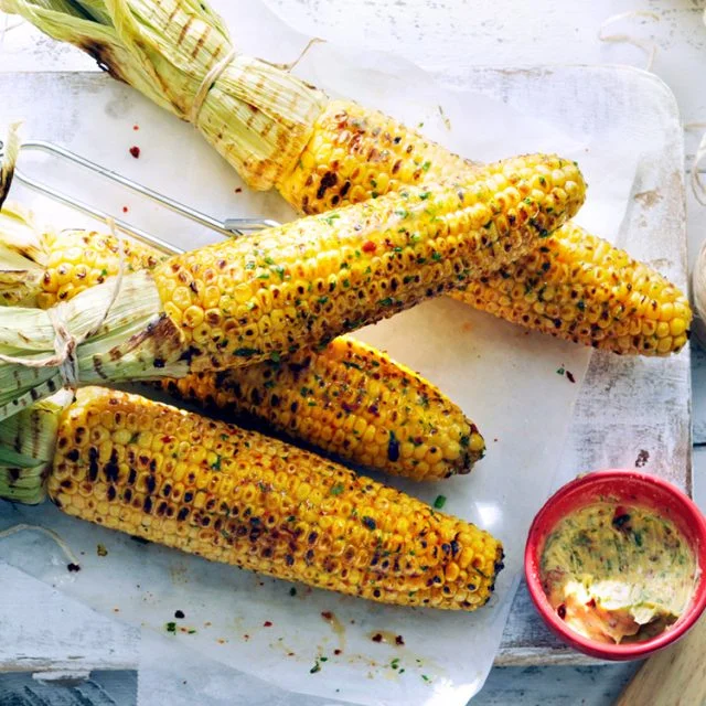 Grilled Corn on the Cob with BBQ Butter
