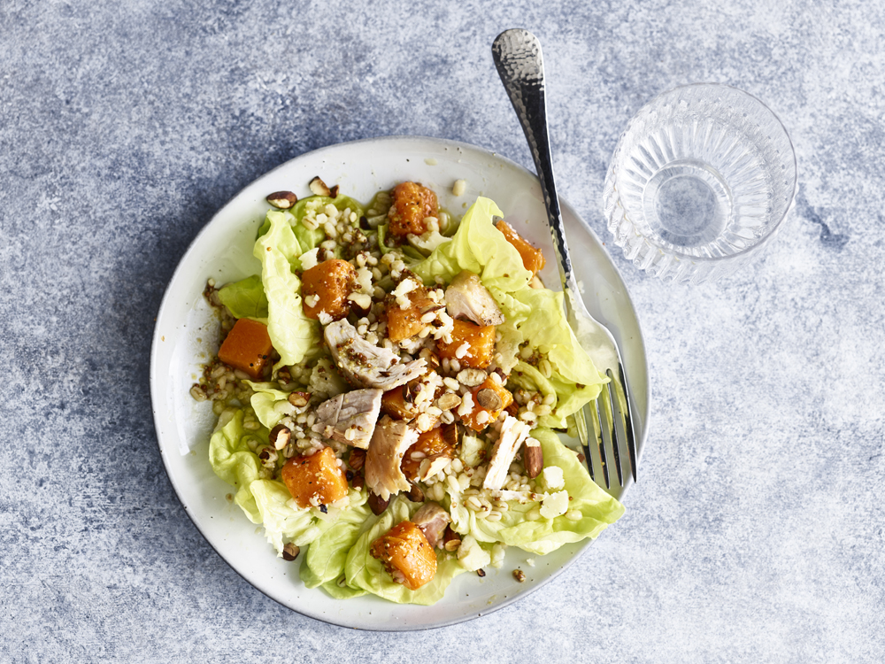 Salad with Turkey, Butternut Squash, and Mustard Vinaigrette | Savory