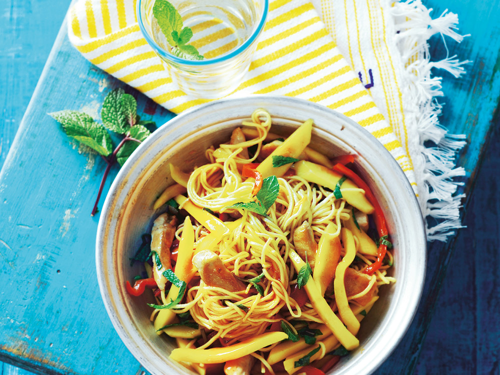 Stir-Fried Chicken and Peppers with Noodles | Savory