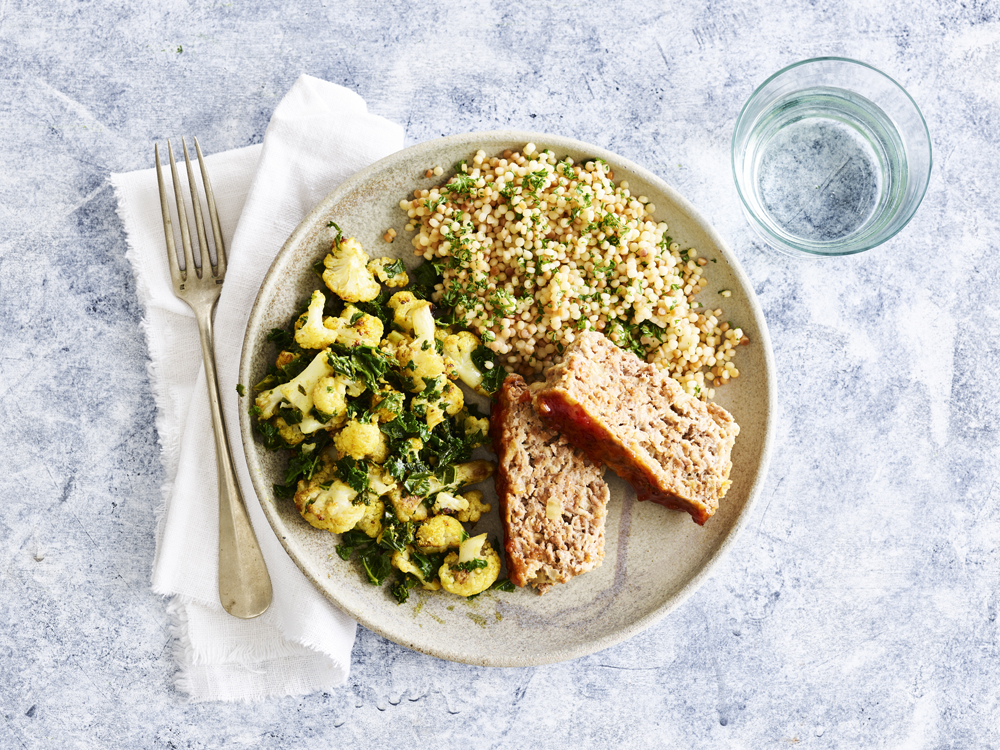 Meatloaf with Curried Veggies and Buttery Couscous | Savory