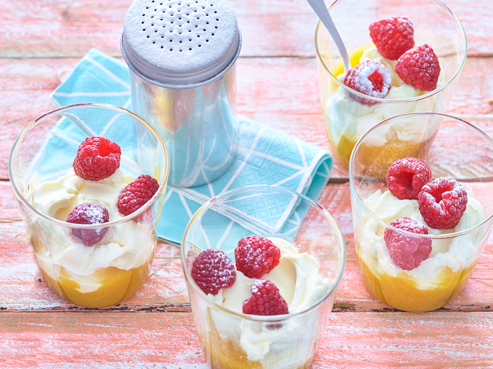Peach-Lemon Curd Parfaits with Raspberries | Savory