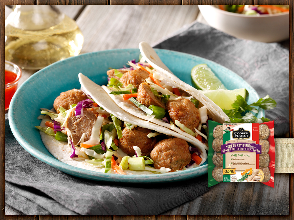 Cooked Perfect® Korean BBQ Meatball Tacos | Savory