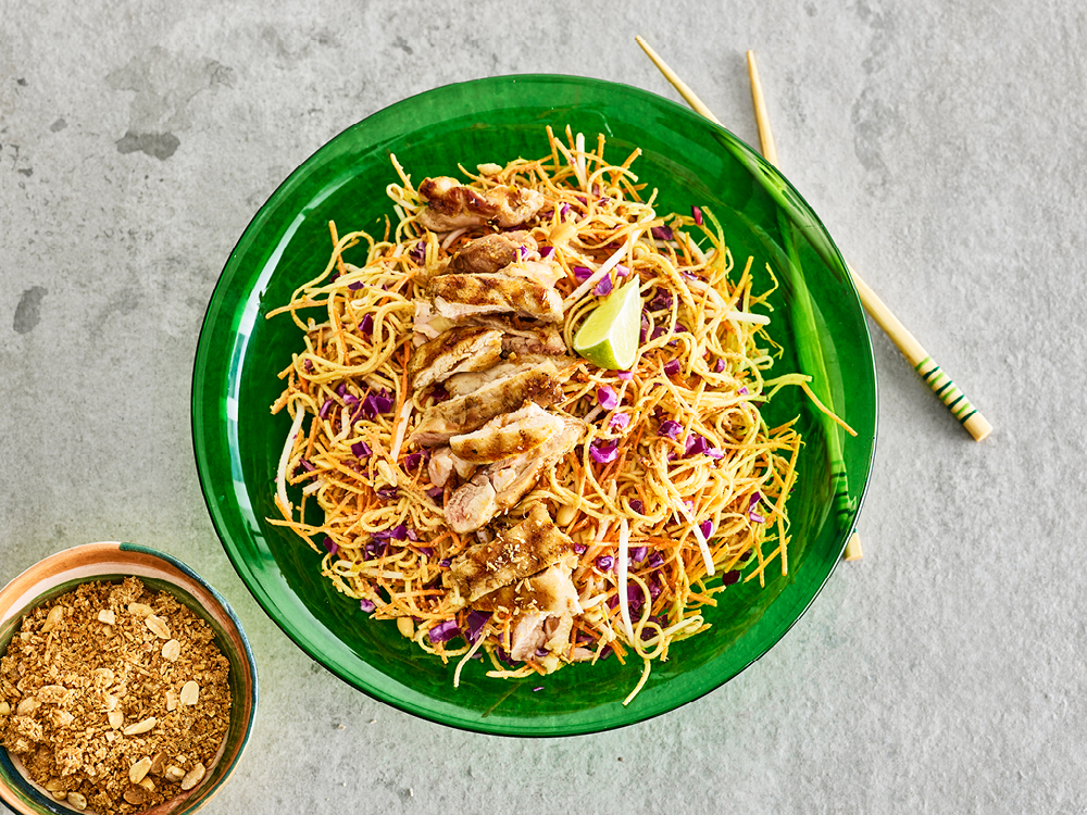 Grilled Chicken Thighs with Peanut Noodle Salad | Savory