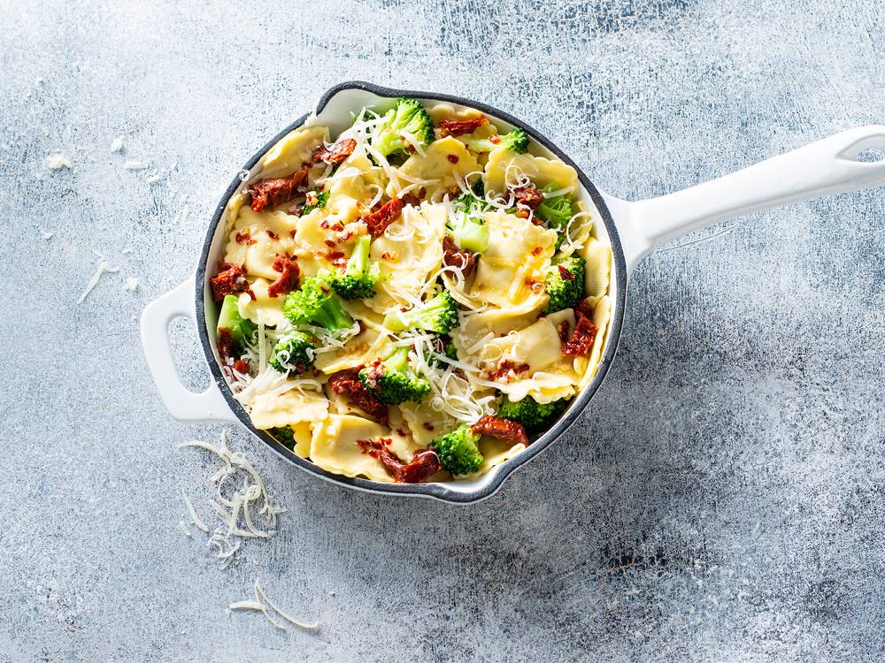 Ravioli with Broccoli and Sun-dried Tomatoes | Savory