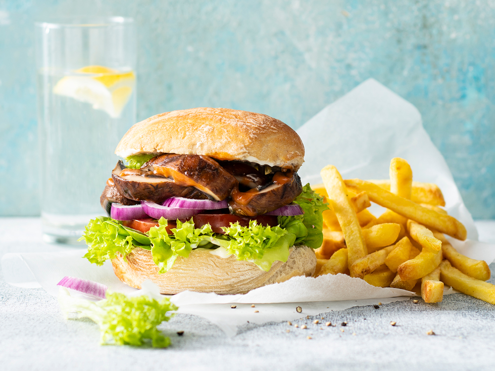 Grilled Portabella Sandwiches with Oven Fries Savory