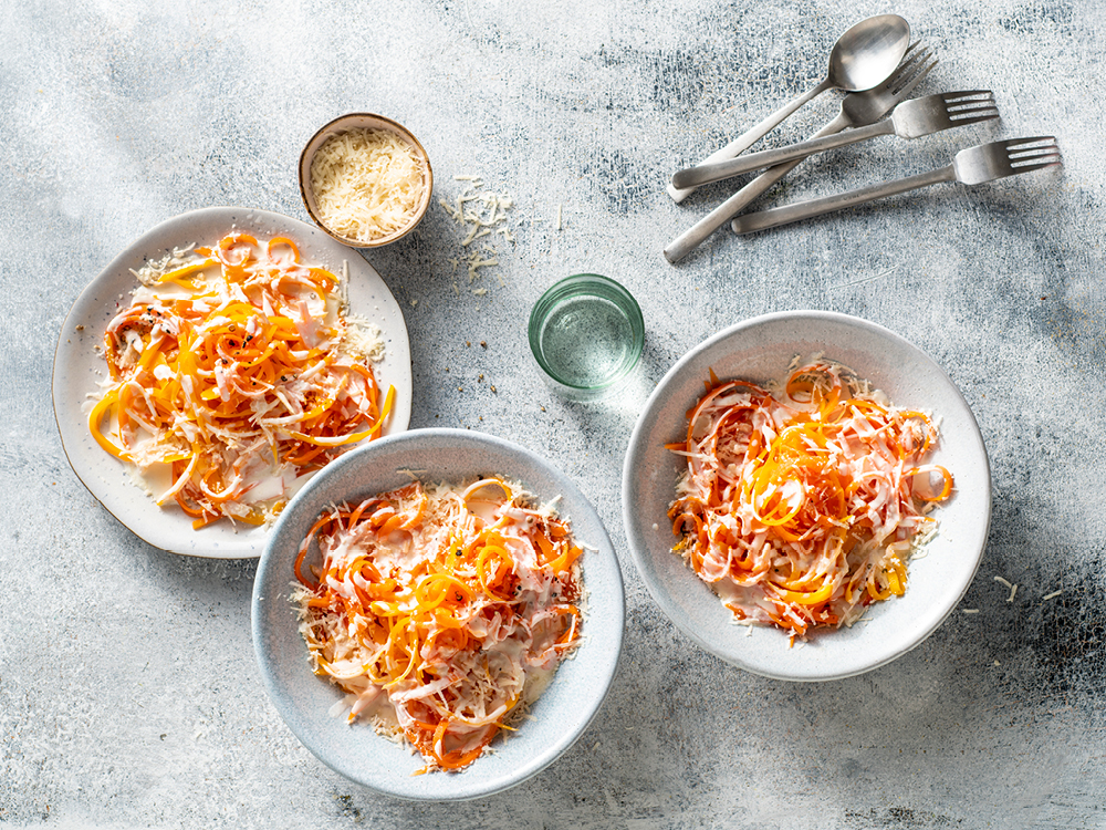 Veggie Noodles with Alfredo Sauce Savory