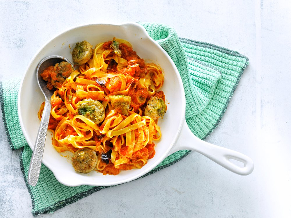 Fettuccine with Chicken Sausage Ragu | Savory