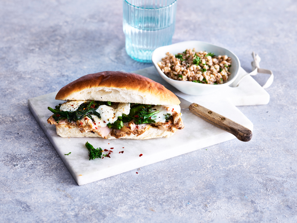 Pork, Mozzarella, and Broccoli Rabe Sandwiches with Farro | Savory