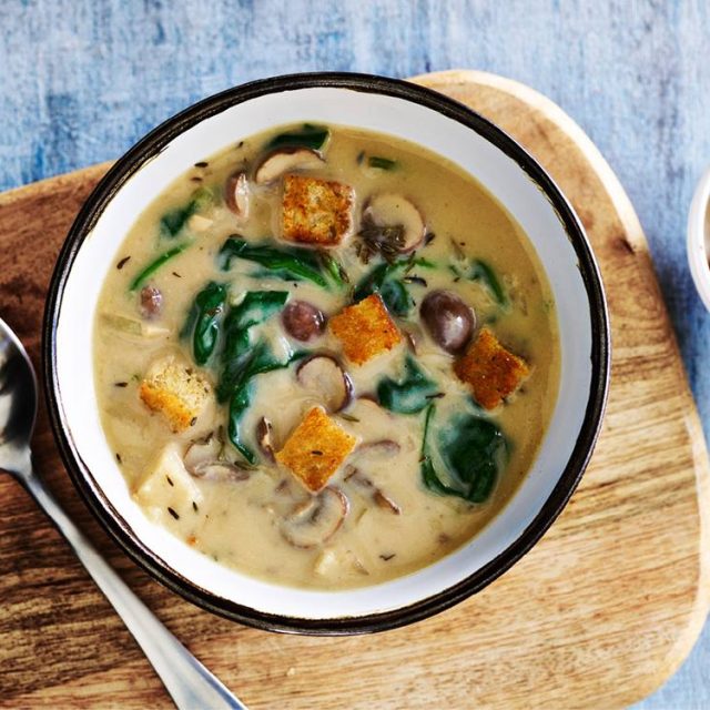 Mushroom and Spinach Soup | Savory