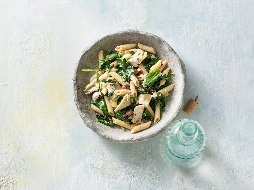 Creamy Penne with Ham and Spinach | Savory