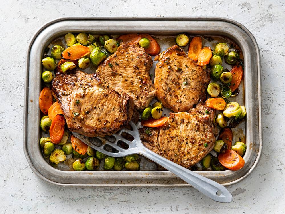 Roasted Pork Chop and Veggies Sheet Pan Dinner | Savory