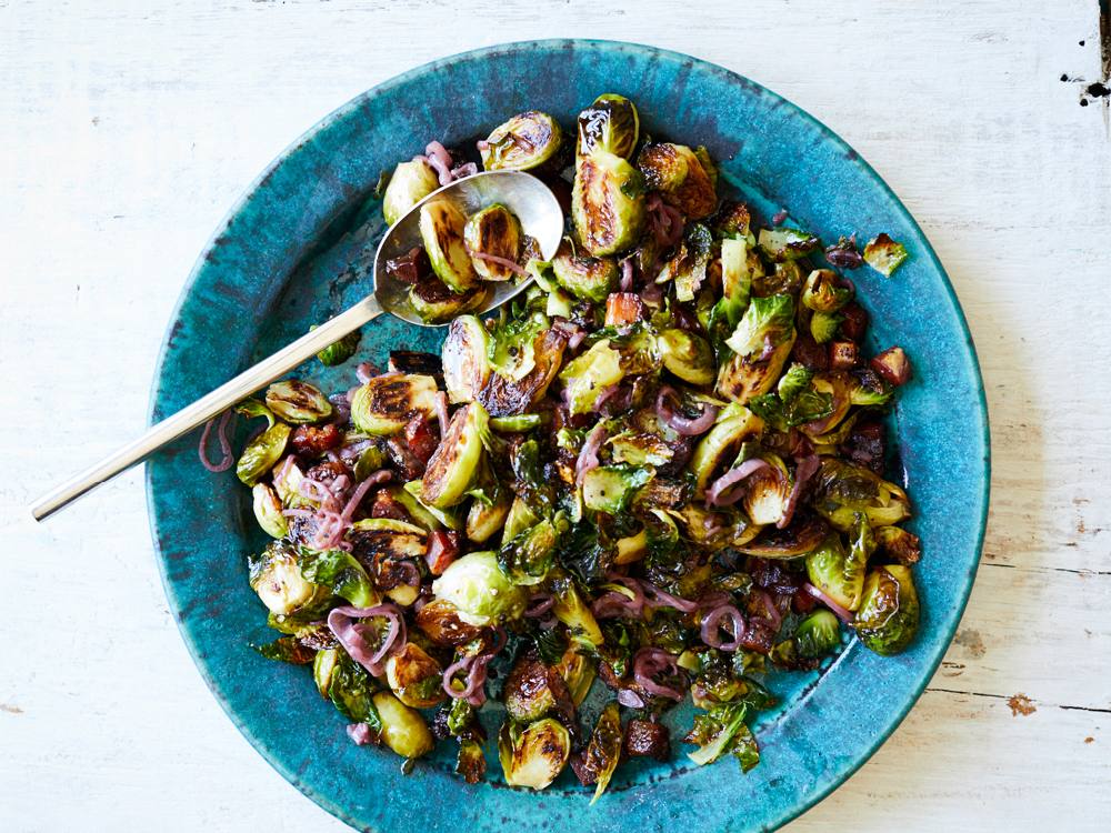 Roasted Brussels Sprouts with Pancetta Vinaigrette Savory