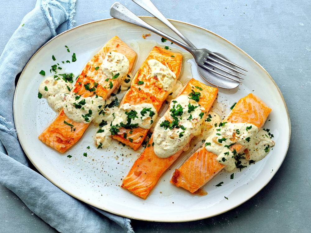 Seared Salmon in Creamy Mustard Sauce | Savory