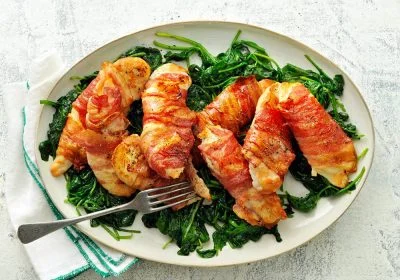 Bacon-Wrapped Chicken with Spinach