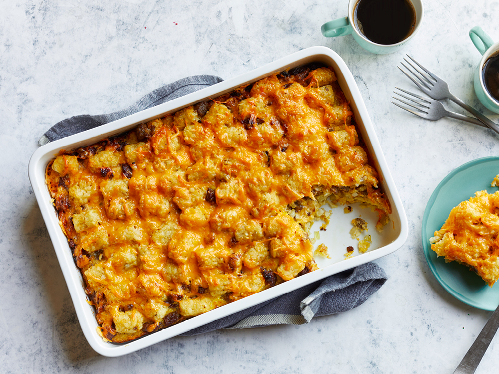 Potato and Maple Sausage Fri-tot-a Casserole | Savory