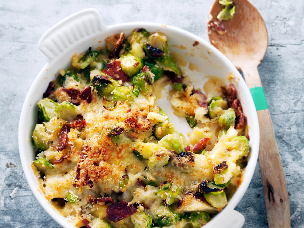 Brussels Sprout Gratin with Bacon Savory