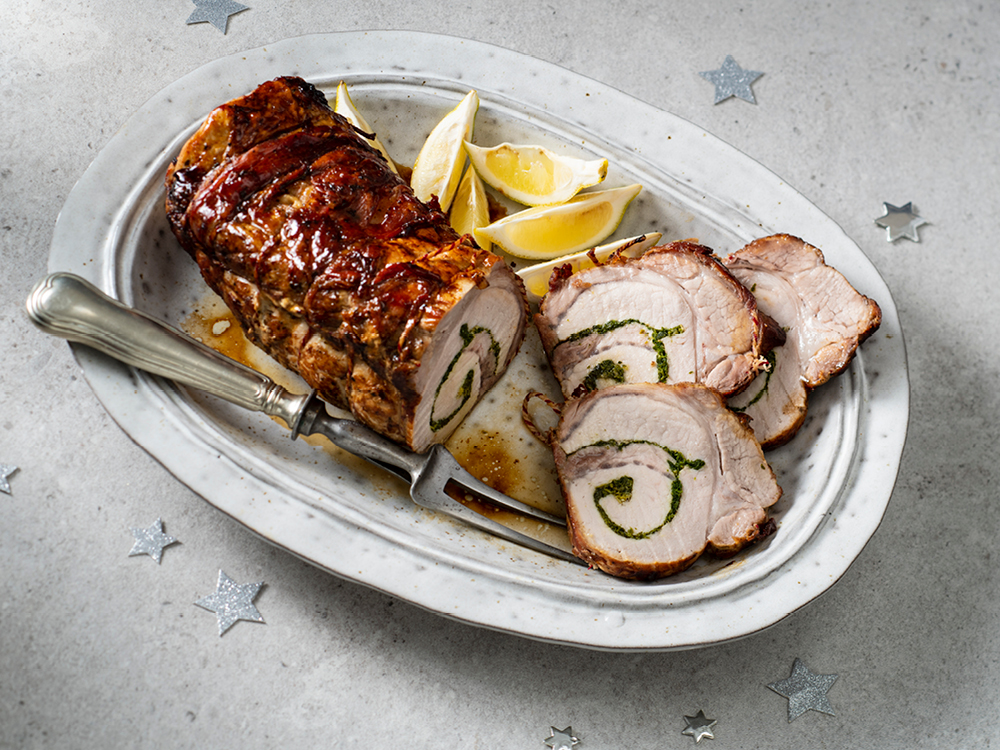 ProsciuttoWrapped Stuffed Pork Loin Savory
