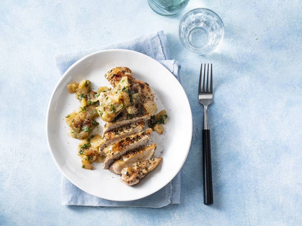 Seared Pork Chops with Applesauce | Savory