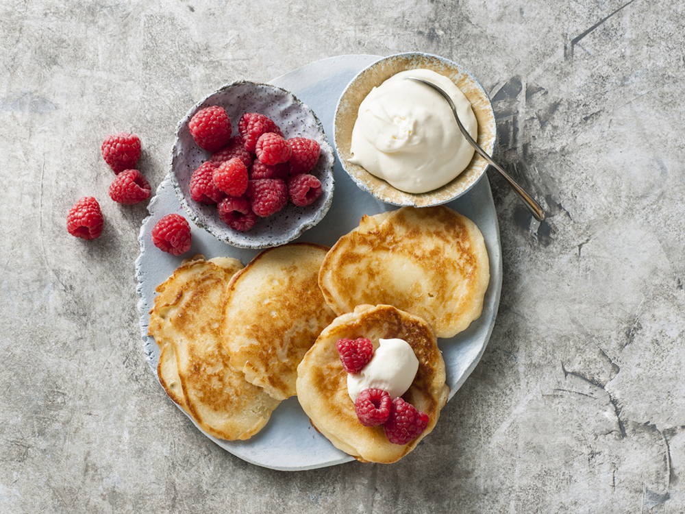 Pancakes with Yogurt and Raspberries | Savory