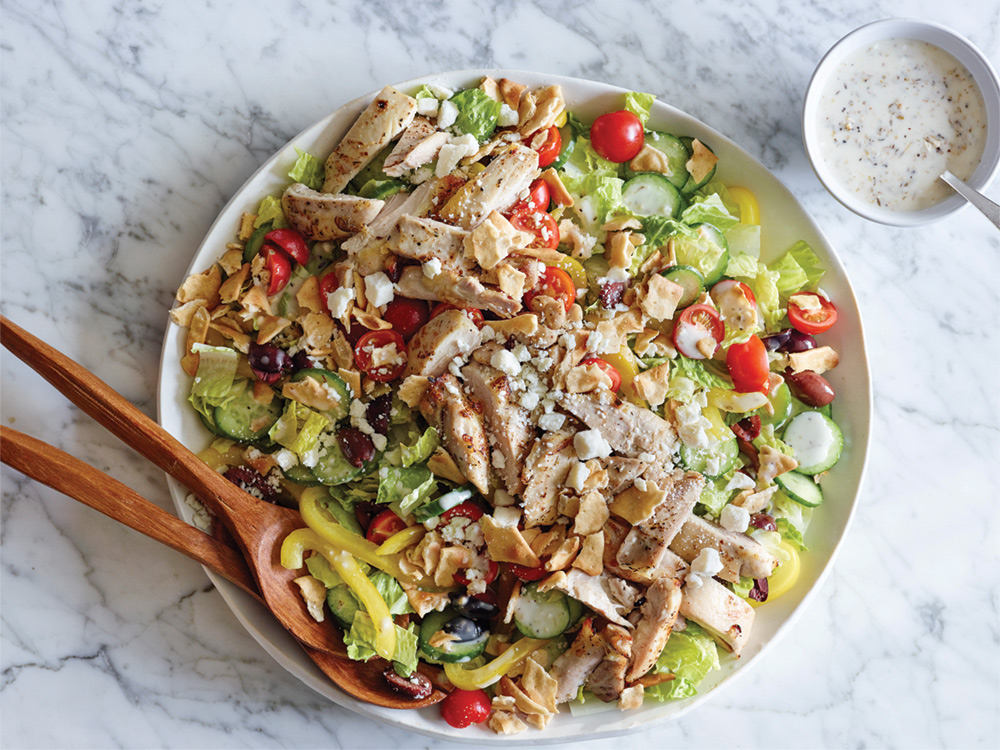 Greek Salad with Feta and Herb Chicken | Savory