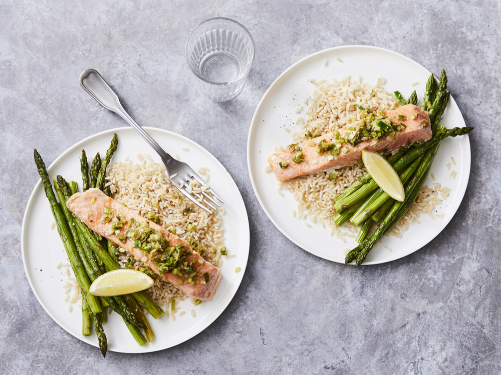 Gingery Salmon with Roasted Asparagus | Savory