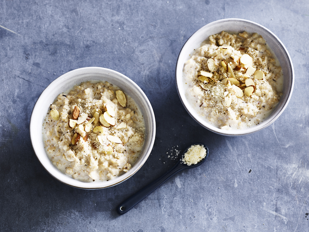 Savory Oat Porridge with Almonds and Parm | Savory