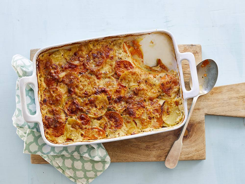 Yukon Gold and Sweet Potato Gratin | Savory