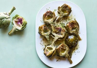 Lemon and Garlic–Braised Artichokes