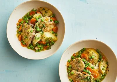 Spring Chicken Stew with Leeks and White Wine