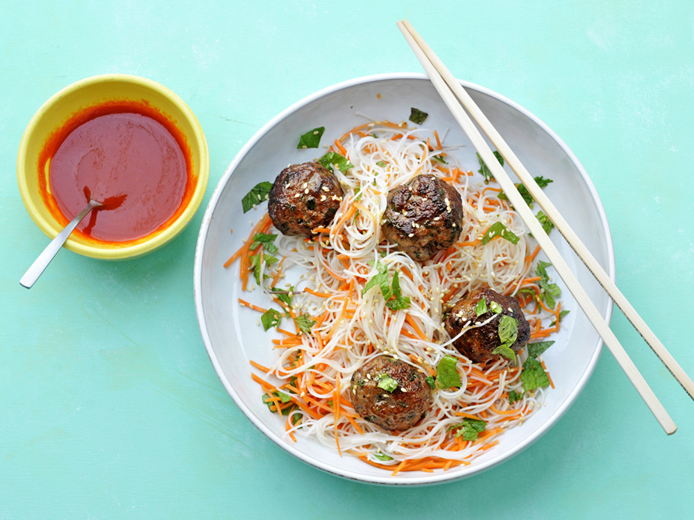 Vietnamese-Style Meatballs with Rice Noodles | Savory