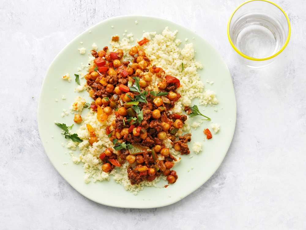 Spiced Chickpeas and Beef over Couscous | Savory