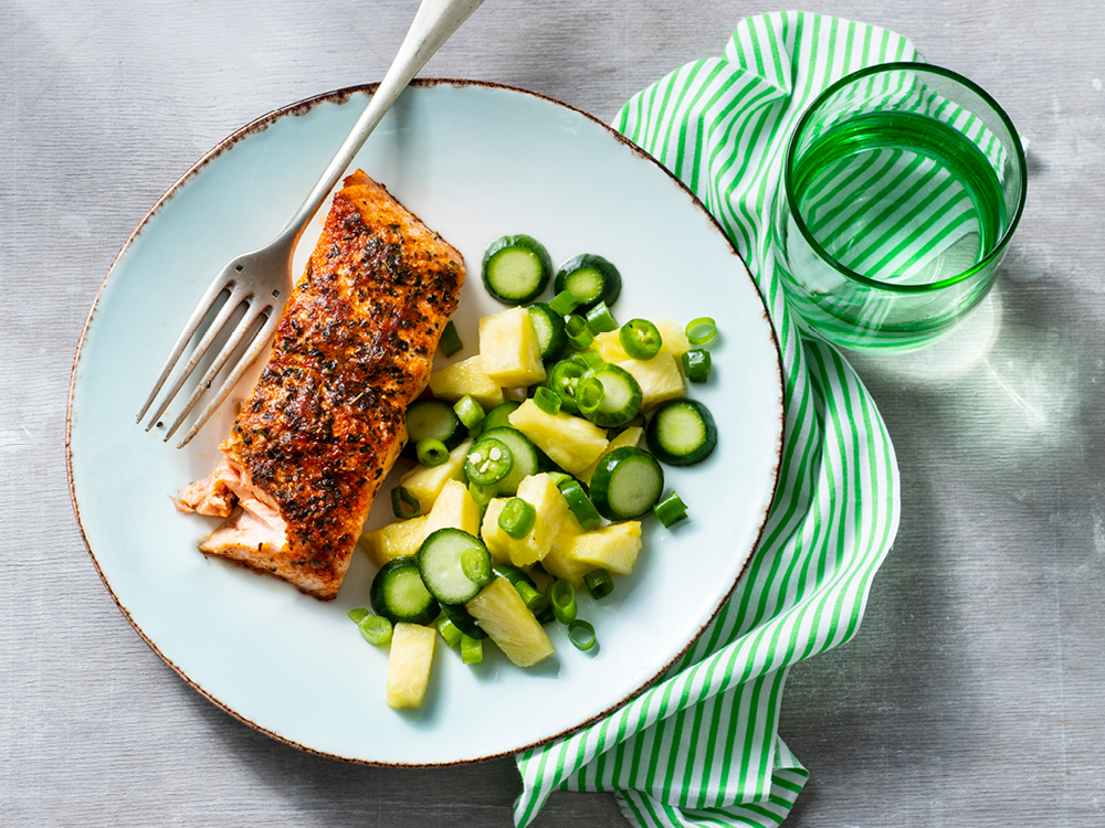 Salmon with Spicy Pineapple Salad | Savory