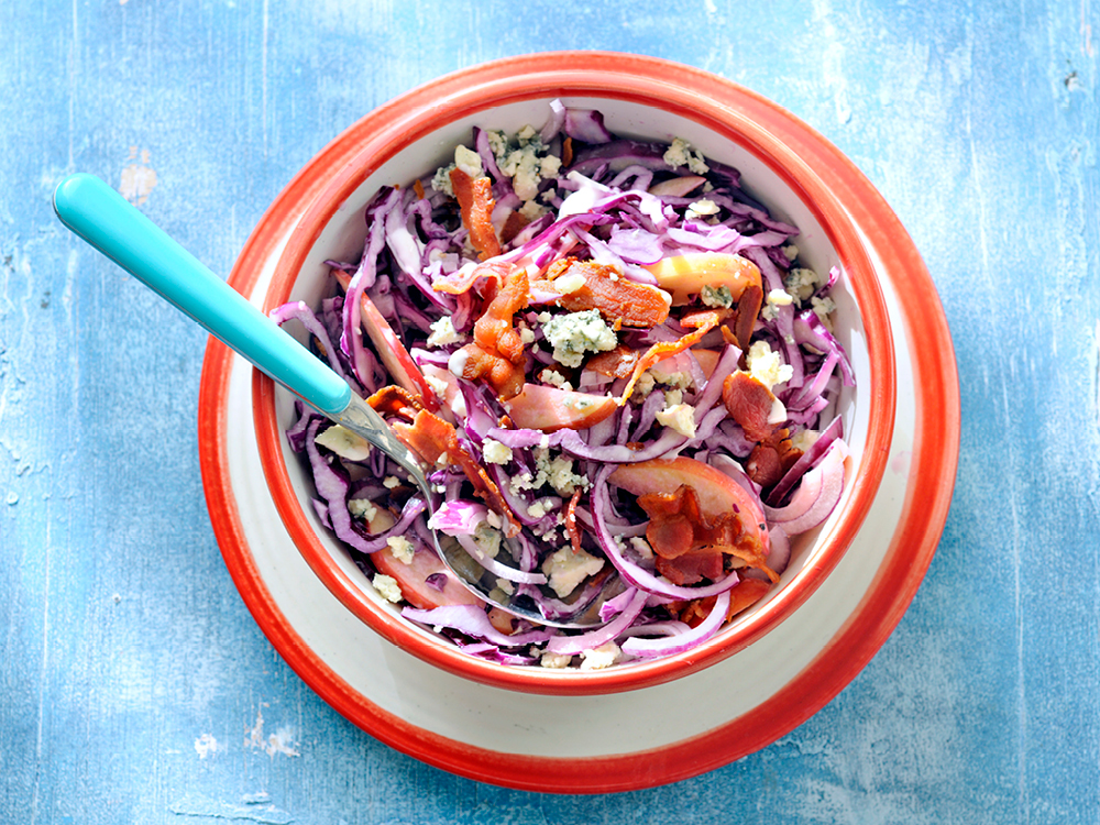 Slaw with Bacon and Blue Cheese | Savory