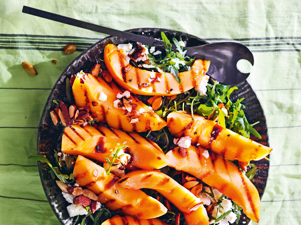 Grilled Cantaloupe with Almonds and Feta | Savory