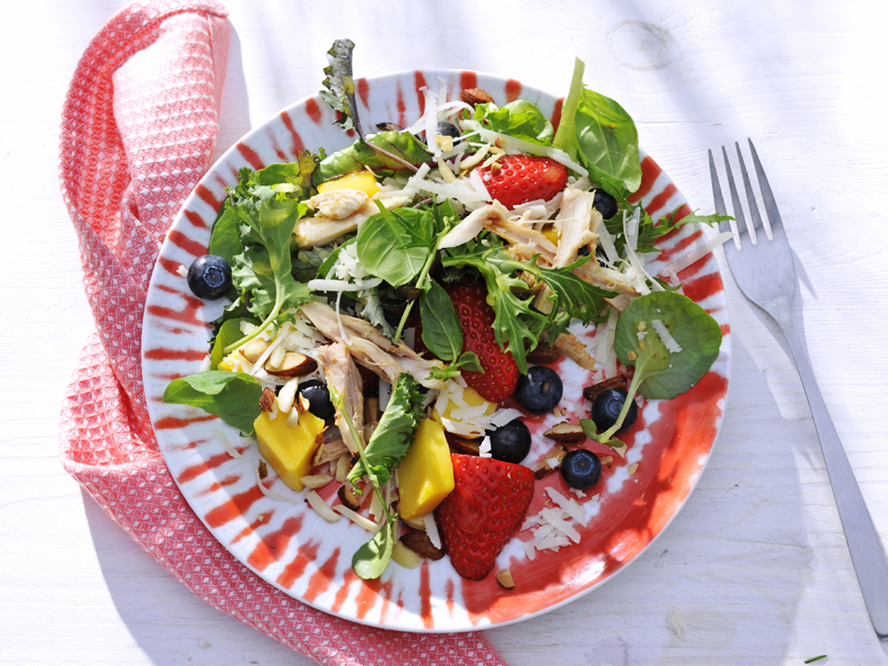 Salad with Chicken, Basil, and Berries | Savory