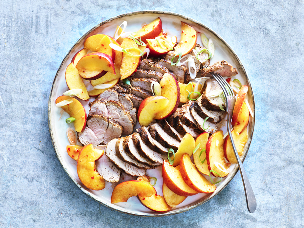 Grilled Pork Tenderloin with Marinated Nectarines | Savory