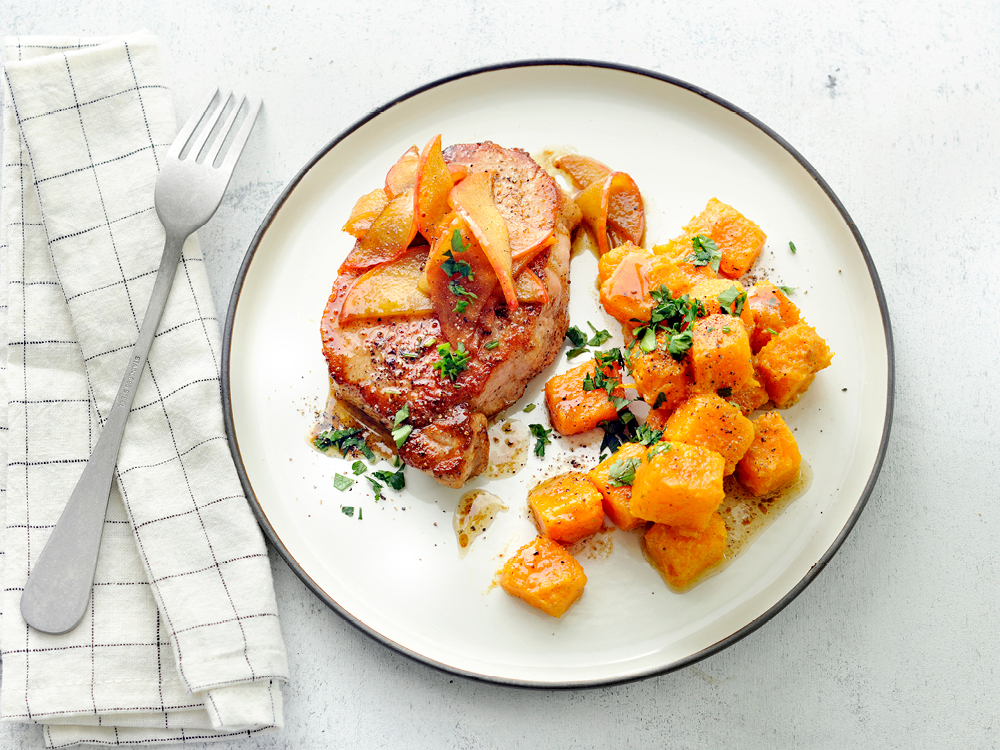 Pork Chops with Spiced Butternut Squash | Savory